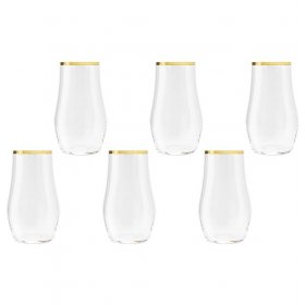 Стаканы для воды 500 мл 6 шт  Same Crystal &quot;Сабина /Отводка золото&quot; (подарочная упаковка) / 300255