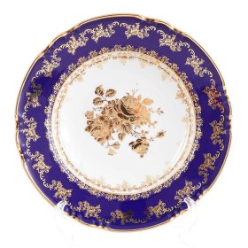 Набор тарелок 23 см 6 шт глубокие  Thun &quot;Констанция /Золотые розы /Кобальт&quot; / 171665