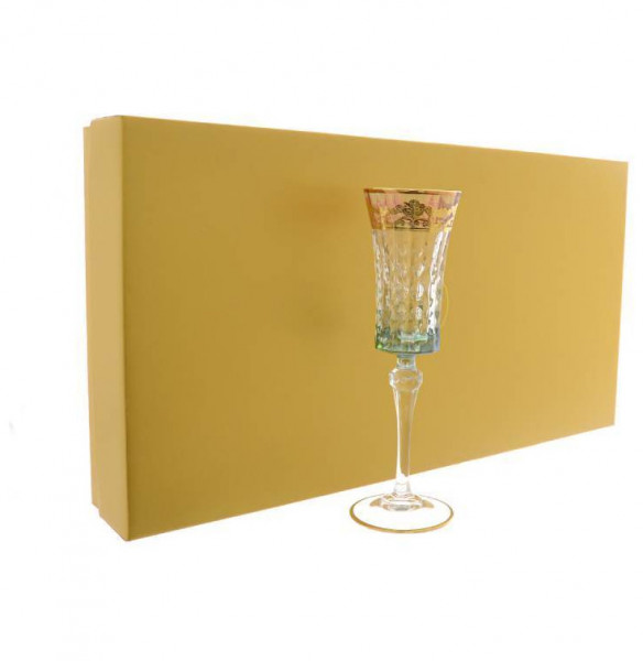 Бокалы для шампанского 150 мл 6 шт зелёные  RCR Cristalleria Italiana SpA &quot;Timon /Lady Diamond /Золото&quot; / 301187