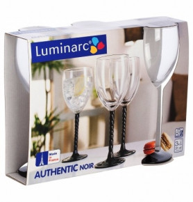 Бокалы для белого вина 310 мл 3 шт  LUMINARC "Отантик /Блэк" чёрная ножка / 161232