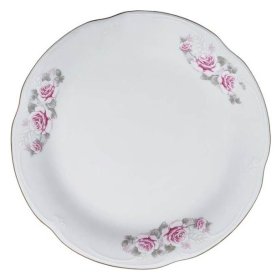 Набор тарелок 24 см 6 шт  Cmielow "Камелия /Серая роза /золото" / 338132