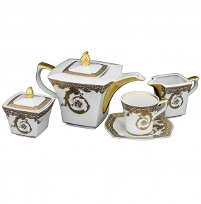 Чайный сервиз на 6 персон 15 предметов  Royal Czech Porcelain "Львов /Арабеска /золото" / 204632