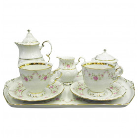 Кофейный набор на 2 персоны 8 предметов Тет-а-тет  Leander &quot;Соната /Розовый цветок&quot; (подарочный) / 159161