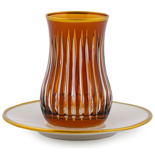 Армуды для чая 150 мл 6 шт с блюдцами  Toygar "Knight Amber" / 246026 — 