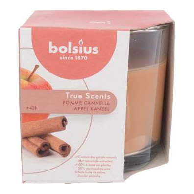 Свеча ароматическая 9,5 х 9,5 см в стекле &quot;True scents /Яблоко с корицей /Bolsius&quot; (43 ч) / 262617