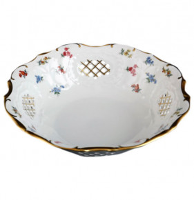 Блюдо 23 см круглое перф.  Bohemia Porcelan Moritz Zdekauer 1810 s.r.o. "Анжелика 811 /Мелкие цветы" / 071163