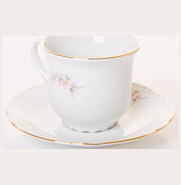 Набор чайных пар 230 мл 6 шт  Thun &quot;Констанция /Бледно-розовый цветок&quot; / 051260