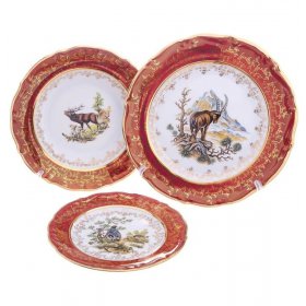 Набор тарелок 18 предметов  Repast &quot;Мария-Тереза /Охота красная&quot; S-P / 301863