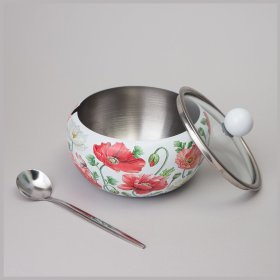 Сахарница 450 мл  Agness &quot;Белые маки&quot; / 365436