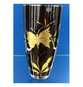 Ваза для цветов 30 см бордо  Crystalex CZ s.r.o. "Золотая бабочка" / 004489