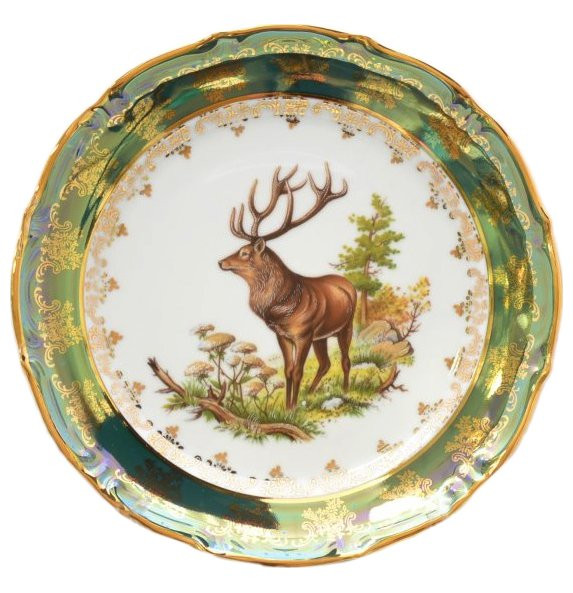 Тарелка 24 см 6 шт  Royal Czech Porcelain &quot;Фредерика /Охота зеленая&quot; / 204002