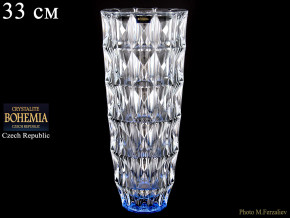 Ваза для цветов 33 см  Crystalite Bohemia "Диаманд /Синее дно" / 075750