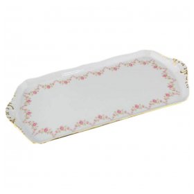 Поднос 38 см прямоугольный  Leander &quot;Соната /Розовый цветок&quot; / 159162