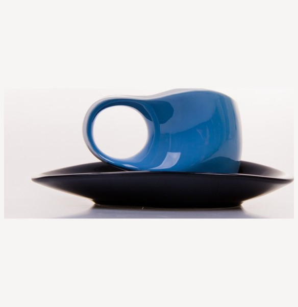 Набор кофейных пар 2 шт экспрессо  Weimar Porzellan &quot;Colani&quot; голубые с чёрным  / 049604