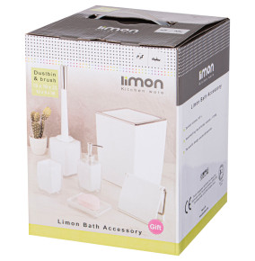 Набор для ванной комнаты 6 предметов (ведро 4,5 л) мраморный квадратный белый  LIMON "Limon" / 322845