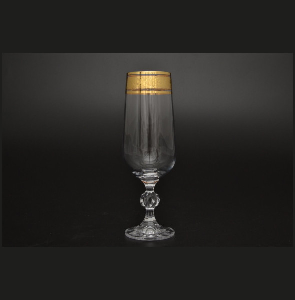 Бокалы для шампанского 180 мл 6 шт  Crystalite Bohemia &quot;Клаудия /Цветочный узор на золоте&quot; / 005662