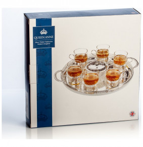 Чайный набор на 6 персон 8 предметов (поднос круглый, 6 стаканов, сахарница с ложкой) "Queen Anne" / 152066