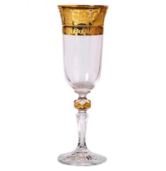 Бокалы для шампанского 150 мл 6 шт  Bohemia &quot;Кристина /Falken широкое золото&quot; R-G / 134292