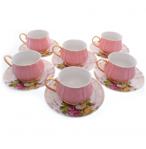 Набор чайных пар 200 мл 6 шт  Royal Classics "Розовый тюльпан" / 206279