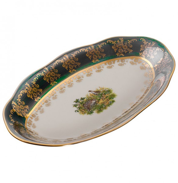 Блюдо 26 см овальное (селедочница)  Royal Czech Porcelain &quot;Аляска /Охота зеленая&quot; / 204843