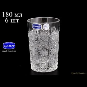 Стаканы для воды 180 мл 6 шт &quot;Glasspo /Хрусталь резной&quot; / 064481