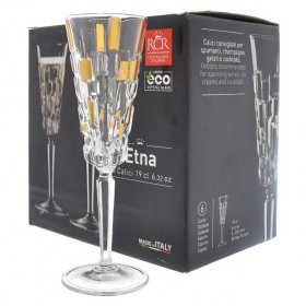 Бокалы для шампанского 190 мл 6 шт  Bohemia &quot;Этна /Окошки золотые&quot; E-S / 308197