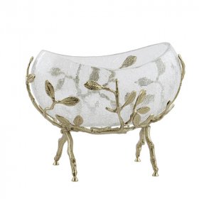 Конфетница 21 х 12 х 19,5 см н/н Ладья Taj Glass "Белый обгез /золото" / 328983