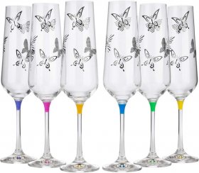 Бокалы для шампанского 200 мл 6 шт  Crystalex CZ s.r.o. &quot;Сандра /Бабочки /Ассорти&quot; / 246794