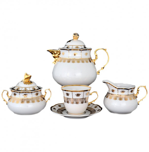 Чайный сервиз на 6 персон 15 предметов  Thun &quot;Менуэт /Золотой орнамент&quot; / 069348