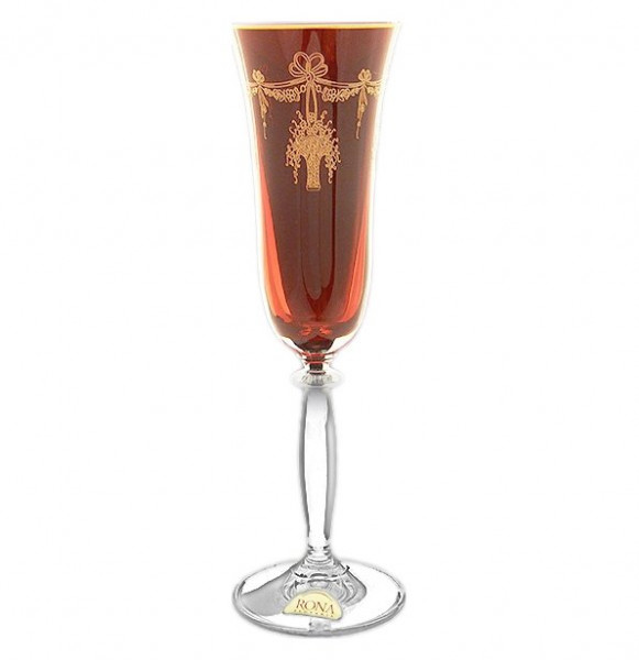 Бокалы для шампанского 180 мл 6 шт рубиновые  Rona &quot;Миранда /Золотые корзинки&quot; / 018449