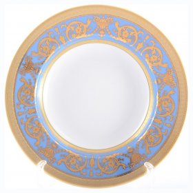 Набор тарелок 23 см 6 шт глубокие  Falkenporzellan &quot;Констанц /Императорское золото /на голубом&quot; / 105092