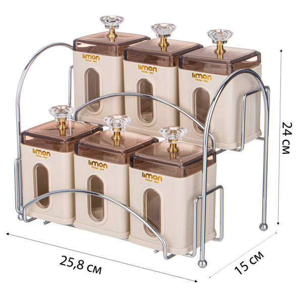 Набор для специй 350 мл 6 шт на подставке бежевые  LIMON &quot;Limon&quot; / 322856