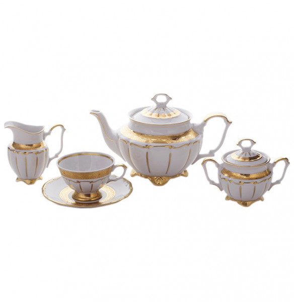 Чайный сервиз на 6 персон 15 предметов  Bavarian Porcelain &quot;Мария-Тереза /Золотая лента&quot; / 093137