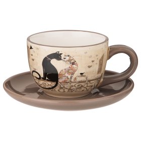 Чайная пара 220 мл 1 шт Agness "Парижские коты" / 244658