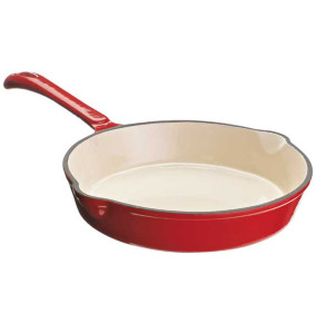 Сковорода для подачи 20 х 4 см круглая с ручкой красная эмаль P.L. Proff Cuisine / 345098