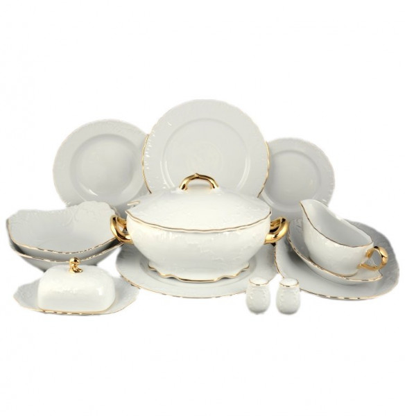 Столовый сервиз на 6 персон 28 предметов  Royal Czech Porcelain &quot;Рококо /Отводка золото&quot; / 096784