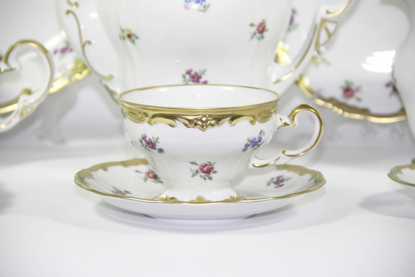Чайный сервиз на 12 персон 54 предмета  Weimar Porzellan &quot;Мелкие цветы /1016&quot; (тарелка 17 см) / 071664