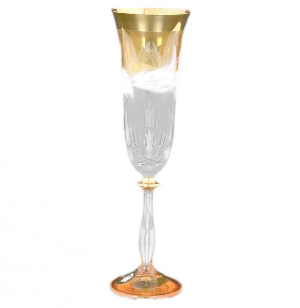 Бокалы для шампанского 190 мл 6 шт  Bohemia &quot;Анжела /Матовые листики /Золото на медовом&quot; E-V / 118346