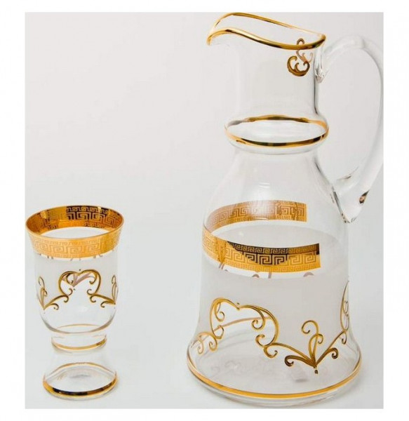 Набор для воды 7 предметов (кувшин + 6 стаканов)  Bohemia &quot;Королевский / Версаче золото /Узор&quot; / 092380