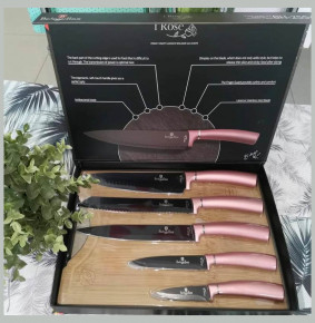 Набор кухонных ножей 6 предметов с разделочной доской  Berlinger Haus "I-Rose Collection" / 280753