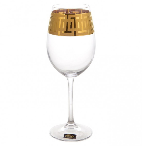 Бокалы для белого вина 350 мл 6 шт  Crystalite Bohemia &quot;Гастро /Золотой орнамент&quot; / 104840