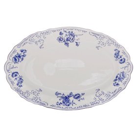 Блюдо 36 см овальное  Thun &quot;Бернадотт /Синие розы&quot; / 043514