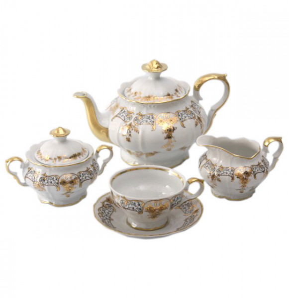 Чайный сервиз на 6 персон 15 предметов  Bohemia Porcelan Moritz Zdekauer 1810 s.r.o. &quot;Магнолия /895&quot; / 085728