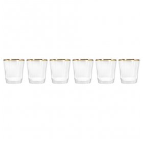 Стаканы для виски 365 мл 6 шт  Le Stelle &quot;Gemma /Отводка золото&quot; (подарочная упаковка) / 330083