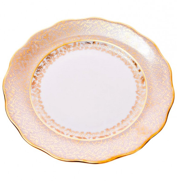 Набор тарелок 23 см 6 шт глубокие  МаМ декор &quot;Фредерика /Золотые листики на бежевом&quot; / 110144