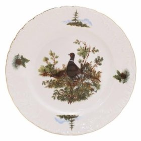 Тарелка 25 см  Cmielow &quot;Рококо /Охота /Фазан /отводка золото&quot; / 365563