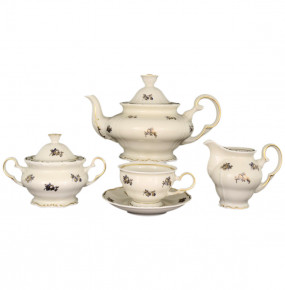 Чайный сервиз на 6 персон 15 предметов  Bohemia Porcelan Moritz Zdekauer 1810 s.r.o. "Анжелика /Золотисто-синие розочки /СК" / 067739