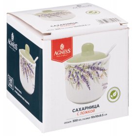 Сахарница 10 х 10 х 9,5 см с ложкой 300 мл  Agness &quot;душа прованса&quot; / 295129