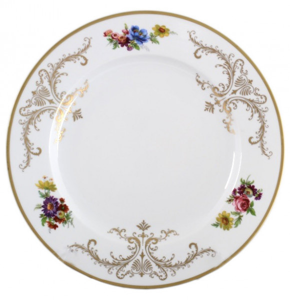 Набор тарелок 25 см 6 шт  Bohemia Porcelan Moritz Zdekauer 1810 s.r.o. &quot;Аннетта /Золотой вензель и Цветы&quot; / 088923
