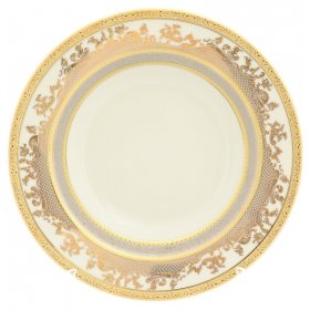 Набор тарелок 23 см 6 шт глубокие  Falkenporzellan &quot;Констанц /Золотой узор /Платиновая лента /9320&quot; крем / 149990